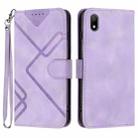 For Huawei Y5 2019 Line Pattern Skin Feel Leather Phone Case(Light Purple) - 1