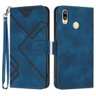 For Huawei Y6 2019 Line Pattern Skin Feel Leather Phone Case(Royal Blue) - 1