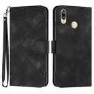 For Huawei Y6 2019 Line Pattern Skin Feel Leather Phone Case(Black) - 1