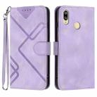 For Huawei Y6 2019 Line Pattern Skin Feel Leather Phone Case(Light Purple) - 1