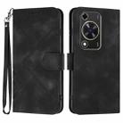 For Huawei Enjoy 70 Line Pattern Skin Feel Leather Phone Case(Black) - 1