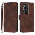 For Huawei Enjoy 70 Line Pattern Skin Feel Leather Phone Case(Coffee) - 1