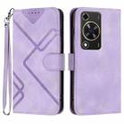 For Huawei Enjoy 70 Line Pattern Skin Feel Leather Phone Case(Light Purple) - 1