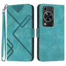 For Huawei Enjoy 70 Line Pattern Skin Feel Leather Phone Case(Light Blue) - 1