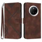 For Huawei Mate 70 Line Pattern Skin Feel Leather Phone Case(Coffee) - 1