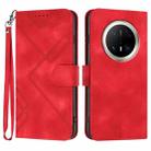 For Huawei Mate 70 Pro / Mate 70 Pro+ Line Pattern Skin Feel Leather Phone Case(Red) - 1