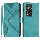 For Huawei nova Y72 Line Pattern Skin Feel Leather Phone Case(Light Blue) - 1