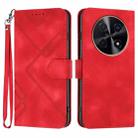 For Huawei nova 12i Line Pattern Skin Feel Leather Phone Case(Red) - 1