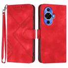For Huawei nova 12s Line Pattern Skin Feel Leather Phone Case(Red) - 1