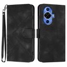 For Huawei nova 12s Line Pattern Skin Feel Leather Phone Case(Black) - 1