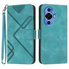 For Huawei nova 12s Line Pattern Skin Feel Leather Phone Case(Light Blue) - 1