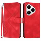 For Huawei Pura 80 5G Line Pattern Skin Feel Leather Phone Case(Red) - 1
