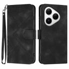 For Huawei Pura 80 5G Line Pattern Skin Feel Leather Phone Case(Black) - 1