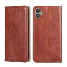 For Samsung Galaxy F14 5G Gloss Oil Solid Color Magnetic Leather Phone Case(Brown) - 1