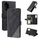 For OPPO A17 4G Skin Feel Splicing Leather Phone Case(Black) - 1