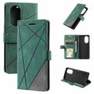 For OPPO A17 4G Skin Feel Splicing Leather Phone Case(Green) - 1