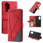 For OPPO A78 5G Skin Feel Splicing Leather Phone Case(Red) - 1