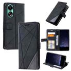 For OPPO A58 4G Skin Feel Splicing Leather Phone Case(Black) - 1