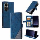 For OPPO Reno10 / Reno10 Pro Global Skin Feel Splicing Leather Phone Case(Blue) - 1