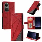 For OPPO Reno10 / Reno10 Pro Global Skin Feel Splicing Leather Phone Case(Red) - 1