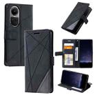 For OPPO Reno10 Pro+ Skin Feel Splicing Leather Phone Case(Black) - 1