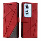 For OPPO Reno11 F Skin Feel Splicing Leather Phone Case(Red) - 1