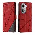 For OPPO Reno11 Pro Global Skin Feel Splicing Leather Phone Case(Red) - 1