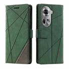 For OPPO Reno11 Pro Global Skin Feel Splicing Leather Phone Case(Green) - 1