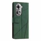 For OPPO Reno11 Pro Global Skin Feel Splicing Leather Phone Case(Green) - 3