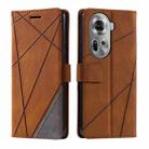 For OPPO Reno11 Pro Global Skin Feel Splicing Leather Phone Case(Brown) - 1