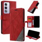 For OPPO A80 / A3 Pro Skin Feel Splicing Leather Phone Case(Red) - 1