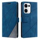 For OPPO Reno13 5G Skin Feel Splicing Leather Phone Case(Blue) - 1