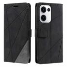 For OPPO Reno13 5G Skin Feel Splicing Leather Phone Case(Black) - 1
