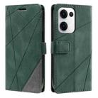 For OPPO Reno13 5G Skin Feel Splicing Leather Phone Case(Green) - 1