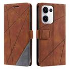 For OPPO Reno13 5G Skin Feel Splicing Leather Phone Case(Brown) - 1