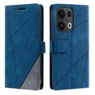 For OPPO Reno13 Pro 5G Skin Feel Splicing Leather Phone Case(Blue) - 1