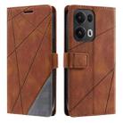 For OPPO Reno13 Pro 5G Skin Feel Splicing Leather Phone Case(Brown) - 1