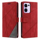 For OPPO Reno13 F 5G Global/ 4G India Skin Feel Splicing Leather Phone Case(Red) - 1