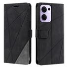 For OPPO Reno13 F 5G Global/ 4G India Skin Feel Splicing Leather Phone Case(Black) - 1