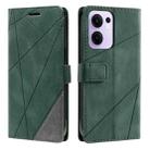 For OPPO Reno13 F 5G Global/ 4G India Skin Feel Splicing Leather Phone Case(Green) - 1