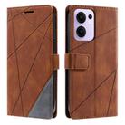 For OPPO Reno13 F 5G Global/ 4G India Skin Feel Splicing Leather Phone Case(Brown) - 1