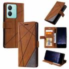 For vivo Y36 Skin Feel Splicing Leather Phone Case(Brown) - 1
