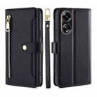 For OPPO A1 5G Sheep Texture Cross-body Zipper Wallet Leather Phone Case(Black) - 1