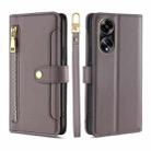 For OPPO A1 5G Sheep Texture Cross-body Zipper Wallet Leather Phone Case(Grey) - 1