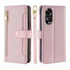 For OPPO A1 5G Lite Sheep Texture Cross-body Zipper Wallet Leather Phone Case(Pink) - 1