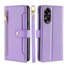 For OPPO A1 5G Lite Sheep Texture Cross-body Zipper Wallet Leather Phone Case(Purple) - 1