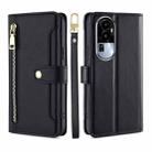 For OPPO Reno10 5G Lite Sheep Texture Cross-body Zipper Wallet Leather Phone Case(Black) - 1