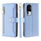 For OPPO Reno10 5G Lite Sheep Texture Cross-body Zipper Wallet Leather Phone Case(Blue) - 1