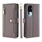For OPPO Reno10 5G Lite Sheep Texture Cross-body Zipper Wallet Leather Phone Case(Grey) - 1