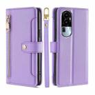For OPPO Reno10 5G Lite Sheep Texture Cross-body Zipper Wallet Leather Phone Case(Purple) - 1